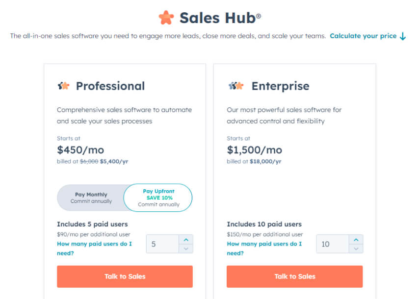 HubSpot Sales Hub Pricing